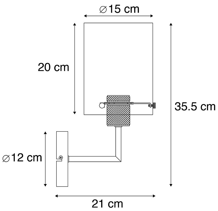 Дизайнерски стенен аплик черен с опушено стъкло - Dome