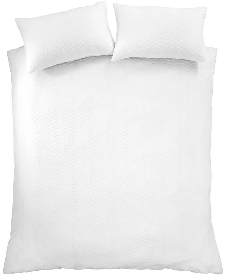 Бяло единично крепово спално бельо 135x200 cm Heatset Wave – Catherine Lansfield