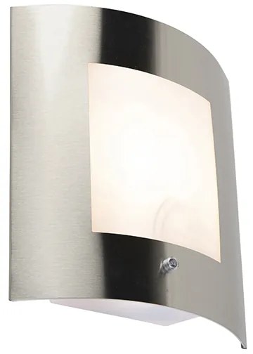 Външна стенна лампа стомана IP44 сензор за здрач - Emmerald