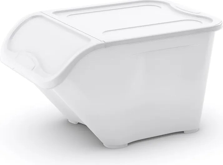 Бяла пластмасова кутия за съхранение с капак 55x39x32 cm All In Box – KIS