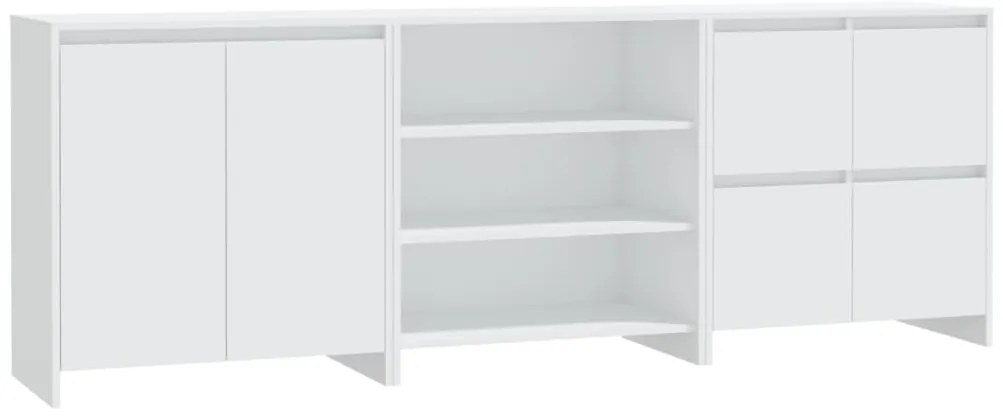 3098073 vidaXL Бюфет от 3 части, бял, инженерно дърво
