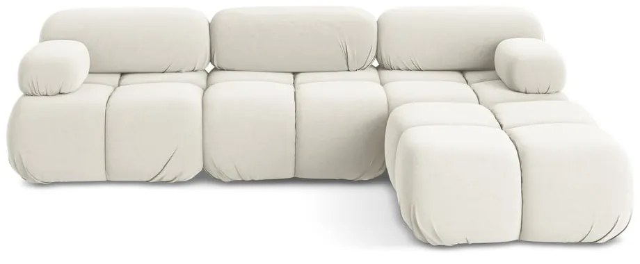 Бял кадифен модулен ъглов диван Lokua – Makamii
