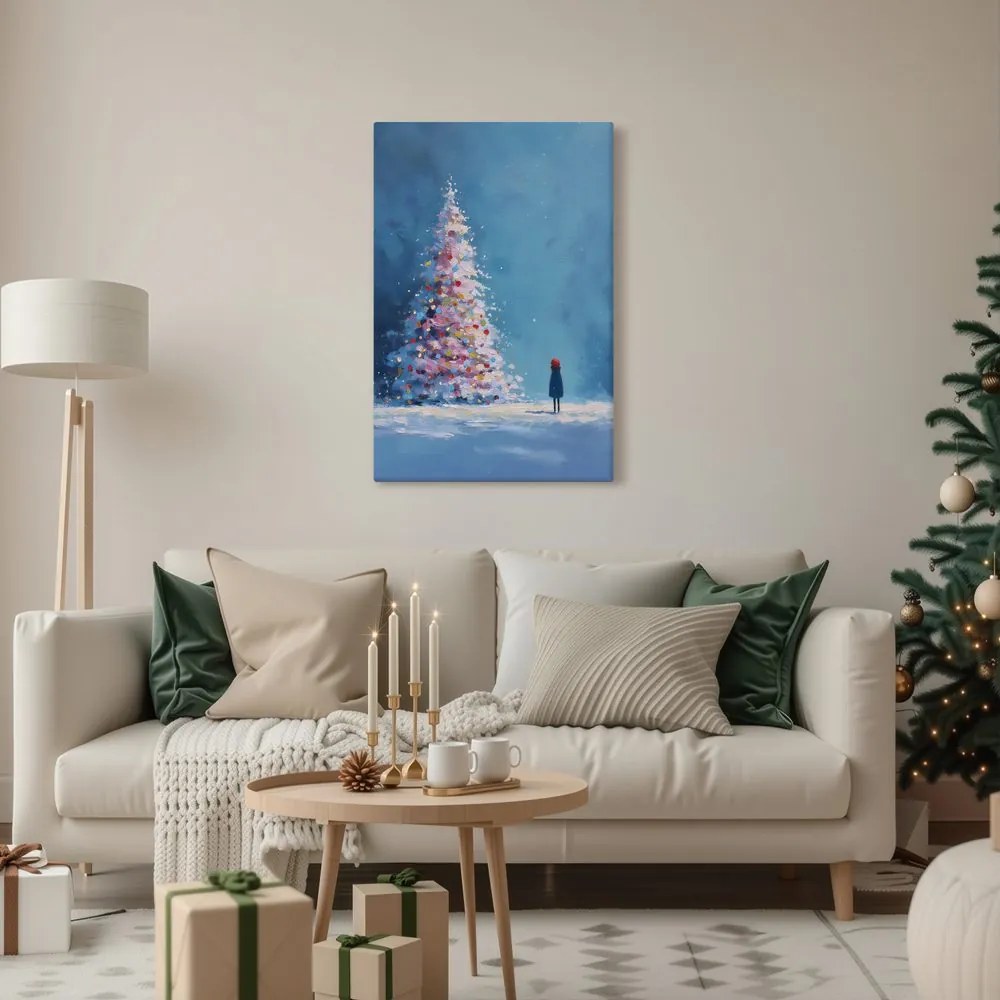 Картина на платно – Вълшебна нощ с коледно дърво