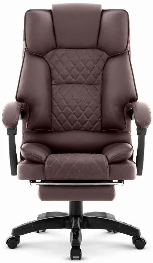 Ергономичен офис стол HC-1031 от екокожа с подложка за крака - кафяв