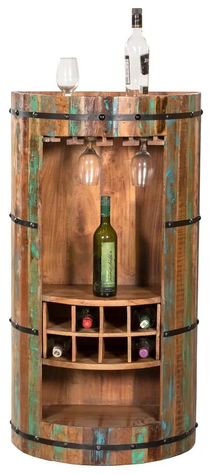 Шкаф за вино от рециклирано дърво за 8 броя бутилки в естествен цвят 60x115 cm Kaveri – Interia Home &amp; Living