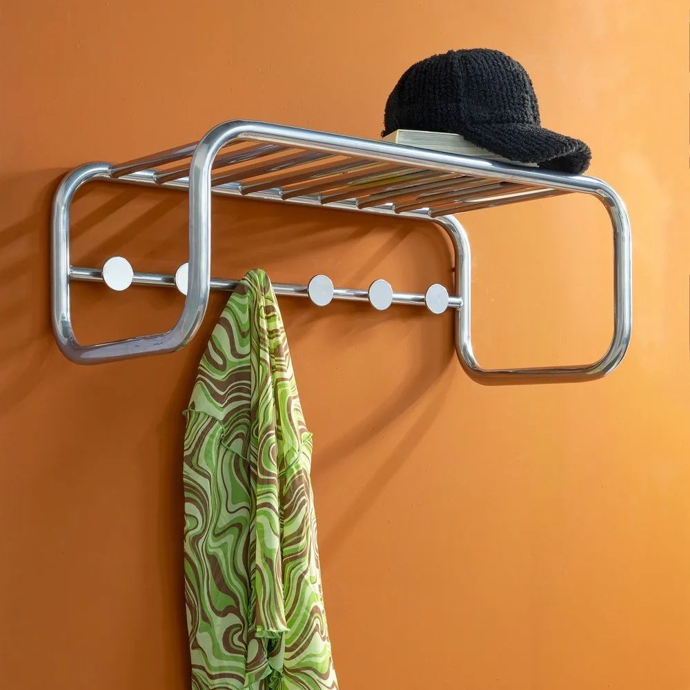 Метална стенна закачалка в сребрист цвят с рафт 72 cm Retro – Spinder Design