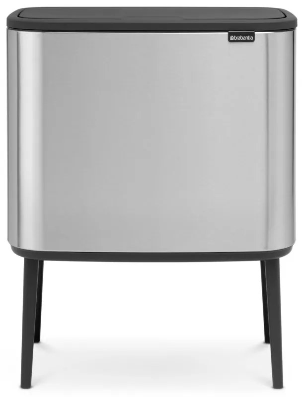 Кош за боклук Brabantia Bo Touch 651115, 11+23 л, Леко затваряне, Противоплъзгаща основа, Устойчив на пръстови отпечатъци, Инокс/Мат