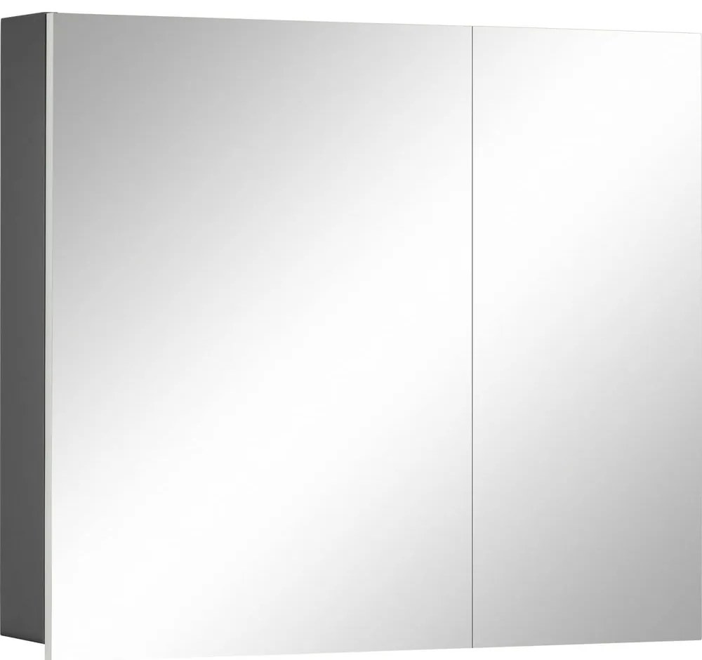 Сив стенен шкаф за баня с огледало , 80 x 70 cm Wisla - Støraa
