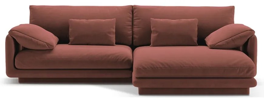 Розов кадифен ъглов диван (десен ъгъл) Torino – Micadoni