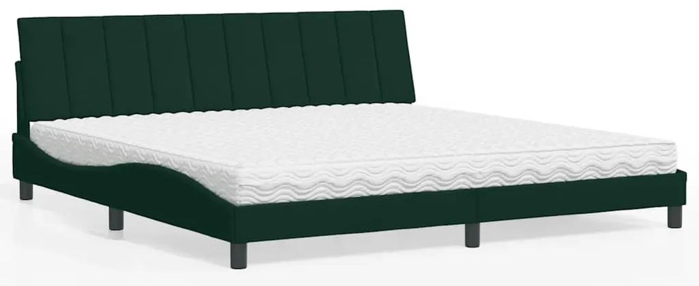 3208619 vidaXL Легло с матрак Hanko, тъмнозелено, 200x200 см, кадифе
