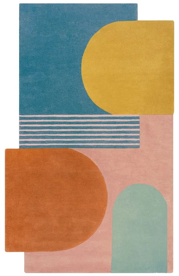 Син ръчно изработен вълнен килим 150x240 cm Lozenge Bright Multi – Flair Rugs