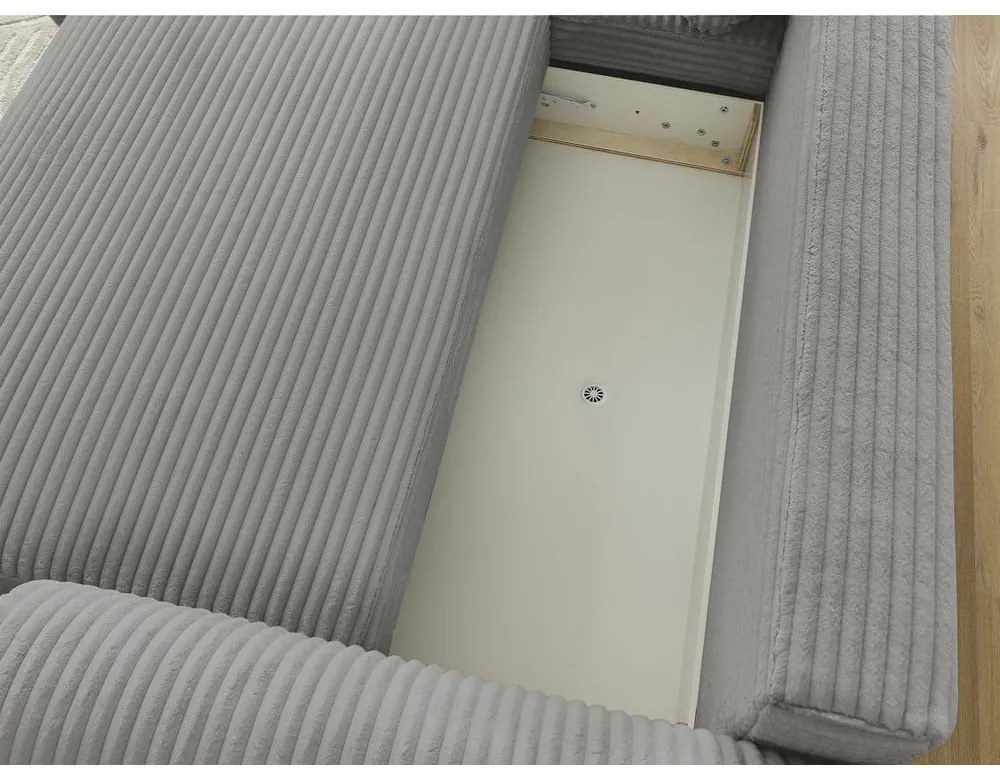 Тъмносив разтегателен ъглов диван от рипсено кадифе (ляв ъгъл) Lucien – Bobochic Paris