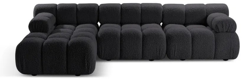 Антрацитен модулен ъглов диван от букле (ляв ъгъл) Bellis – Micadoni Home