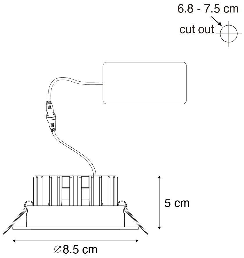 Комплект от 6 вградени спота бели 6,8 см вкл. LED 750 lm димируеми IP65 - Gaius