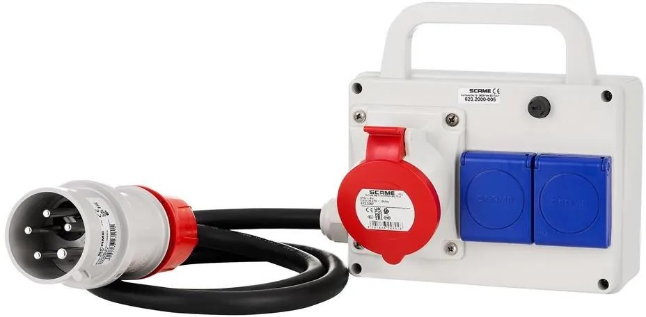 Scame Табло сглобено с индустриални контакти, с кабел H07RN-F 5G4mm2 1.2m, серия ADAPTO 1х 3P+N+E 32A и 2х Шуко  - 623.2000-005