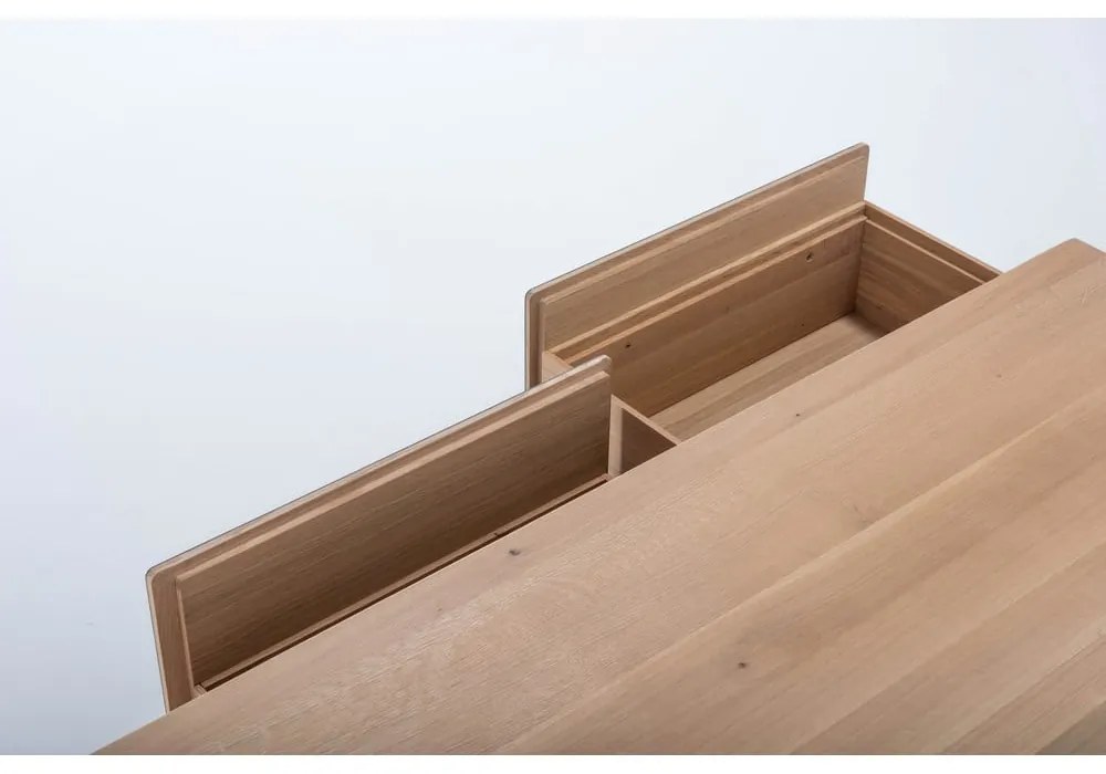 Черна/естествена маса за телевизор от масивен дъб 160x48 cm Fina – Gazzda