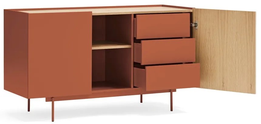 Нисък скрин в цвят тухла и естествен дъб 130x78 cm Otto - Teulat