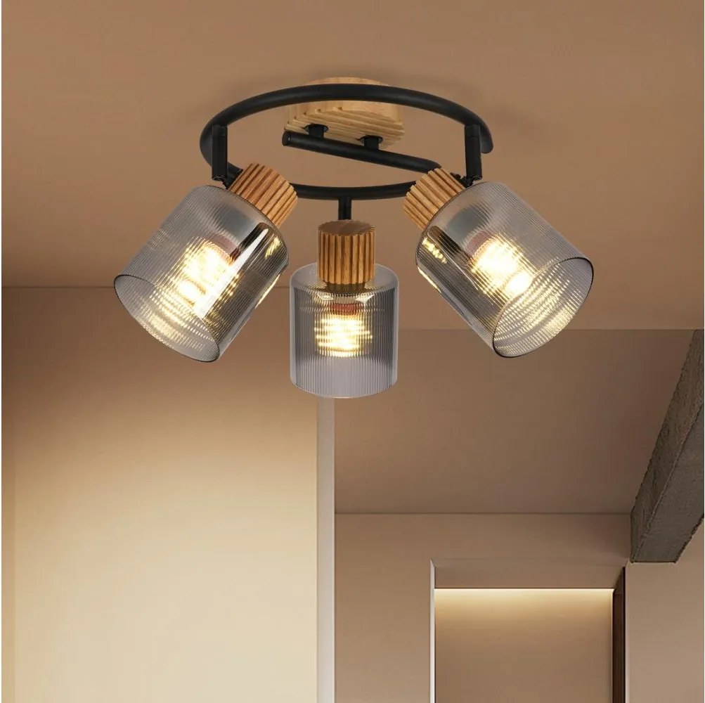 Brilagi - Точково осветително тяло HYGGE 3xE14/15W/230V дърво/опушено