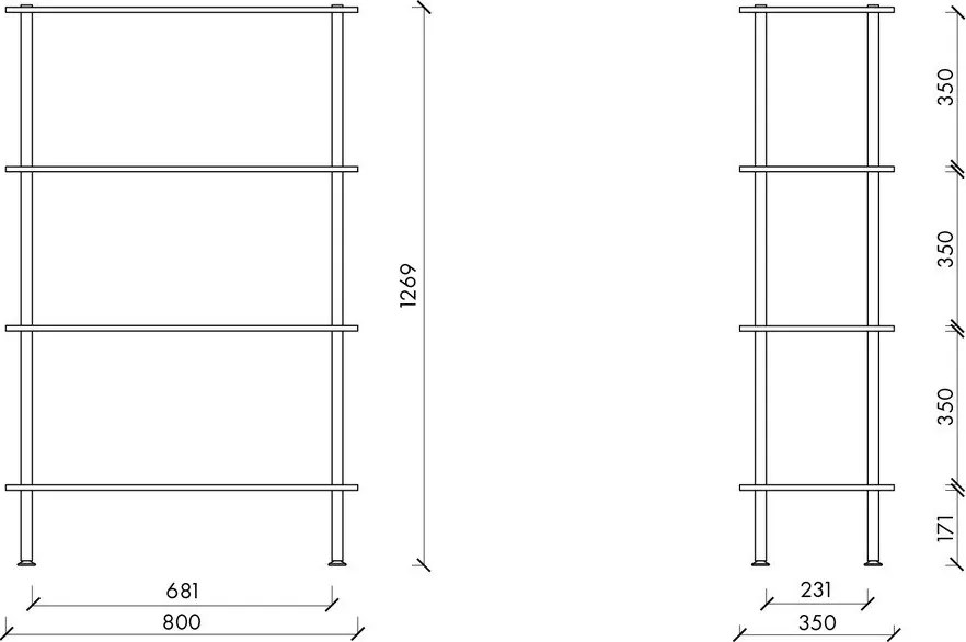 Стелаж от декор от дъб в естествен цвят 80x127x35 cm Teidi – noo.ma