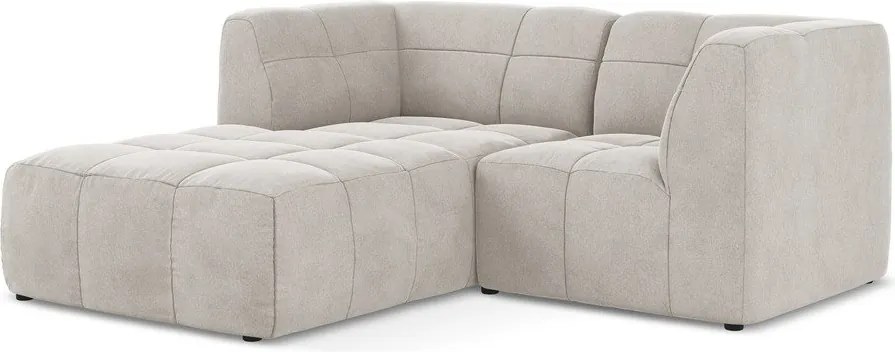 Бежов кадифен ъглов диван (ляв ъгъл) Aloha – Makamii