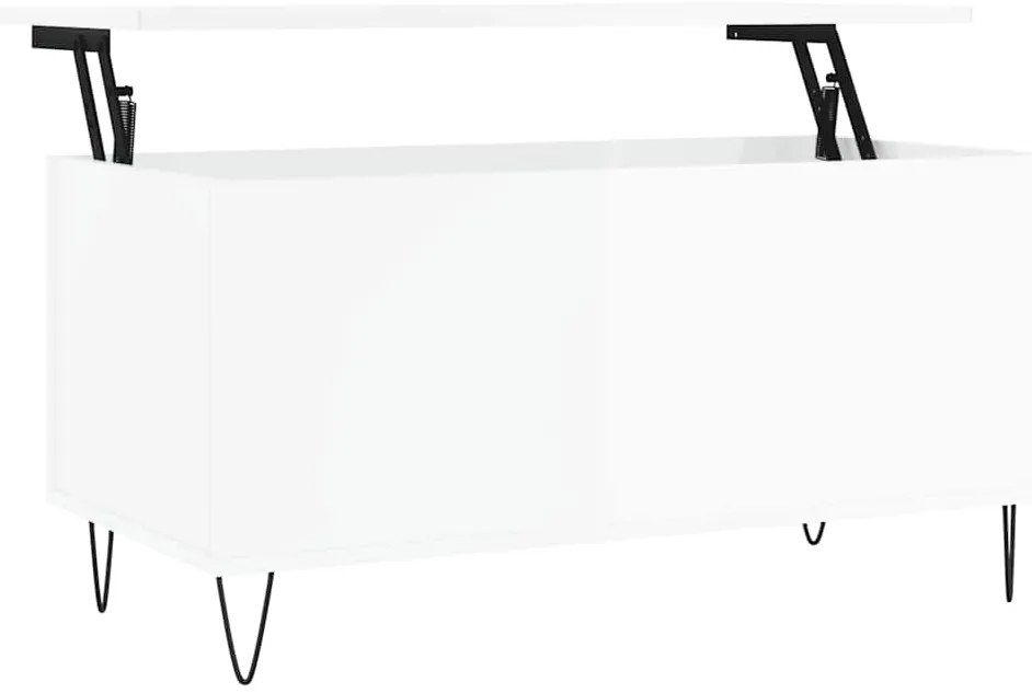830974 vidaXL Кафе маса, бял гланц, 90x44,5x45 см, инженерно дърво