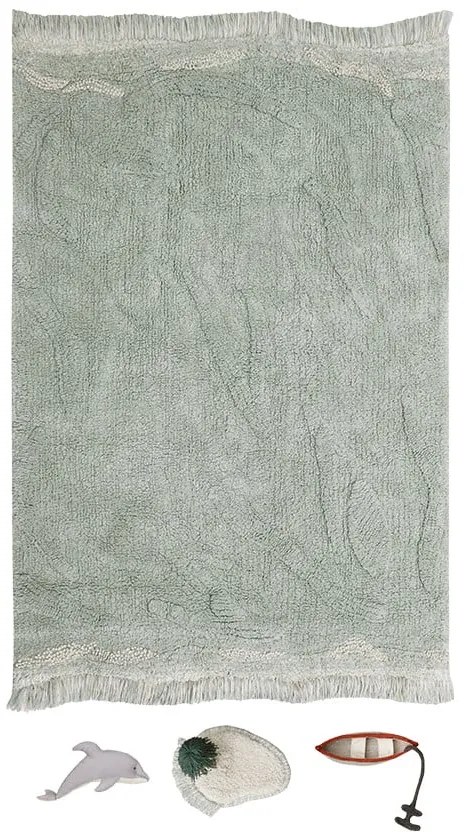 Памучно детско килимче за игра в цвят мента 90x130 cm Waves – Lorena Canals