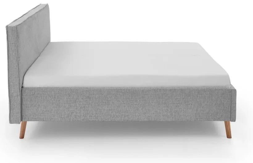 Светлосиво двойно легло 180x200 cm тапицирано с място за съхранение с включена подматрачна рамка Riva – Meise Möbel