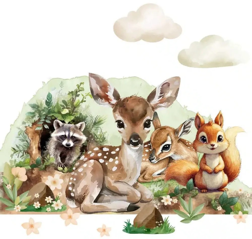 Акварелен стикер - горски животни Šírka: 100 cm | Dĺžka: 200 cm
