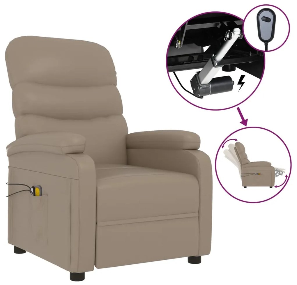 3073683 vidaXL Електрически масажен стол, капучино, изкуствена кожа