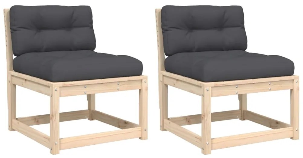 844704 vidaXL Градински дивани с възглавници, 2 бр, борово дърво масив