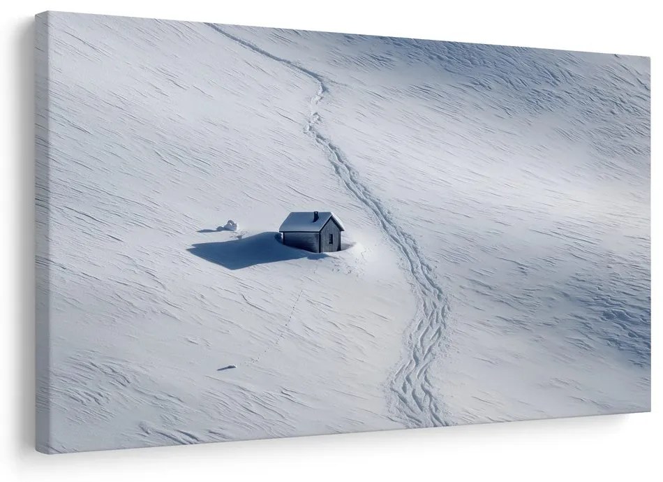 Картина на платно – Заснежен пейзаж с къщичка