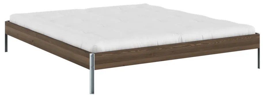 Кафяво двойно легло от масивен бор с включена подматрачна рамка 180x200 cm Core – Karup Design