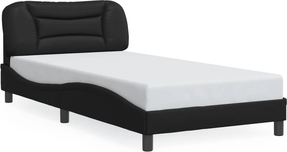 3208033 vidaXL Рамка за легло без матрак Hvar, черна 100x203 см изкуствена кожа