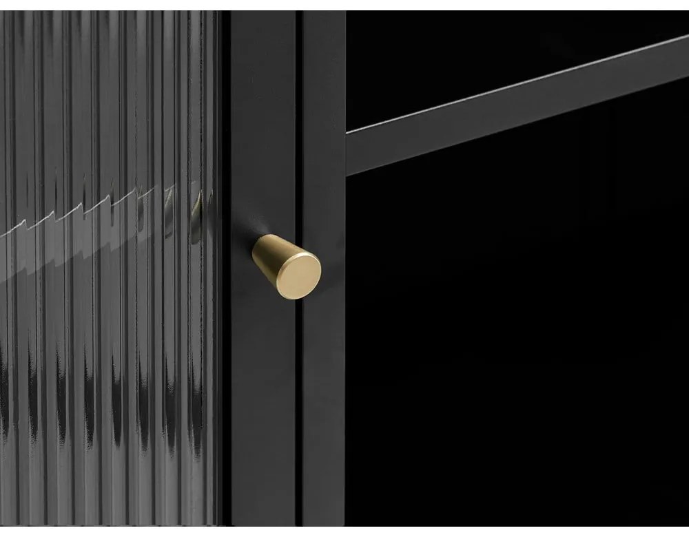 Черна метална витрина 132x85 cm Bronco - Unique Furniture