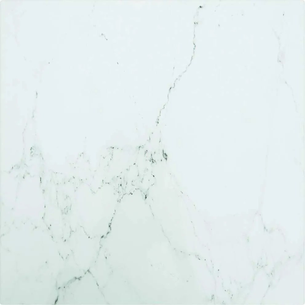 322253 vidaXL Плот за маса бял 40x40см 6мм закалено стъкло с мраморен дизайн
