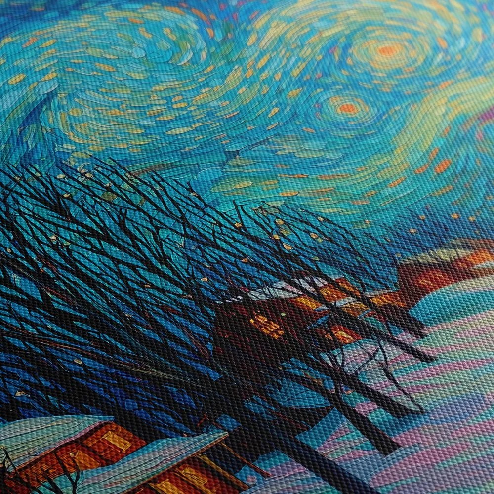 Картина на платно Коледна – Празничен нощен пейзаж