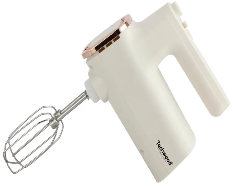 Миксер с купа Techwood TMB-340, 500W, 6 скорости, 2x 3.5 л, Капак против пръски, Бял/Шампанско