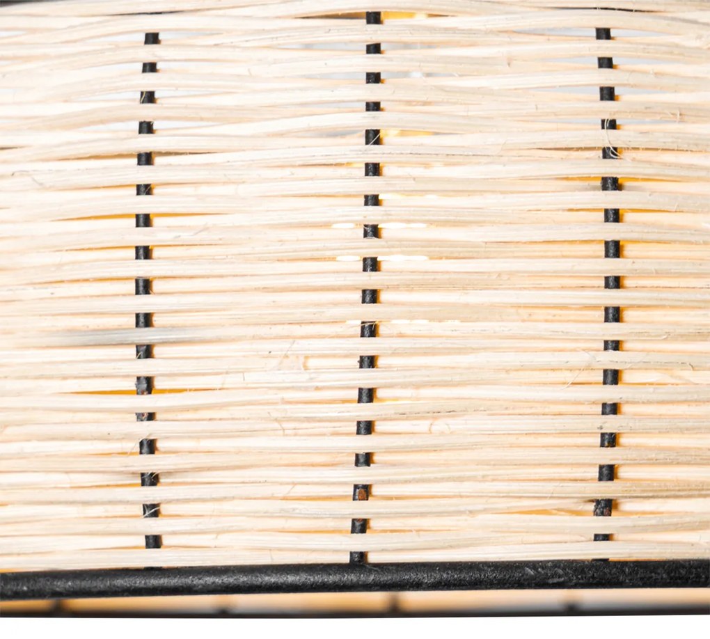 Ориенталски таванен аплик черен с ратан 25 см - Emir