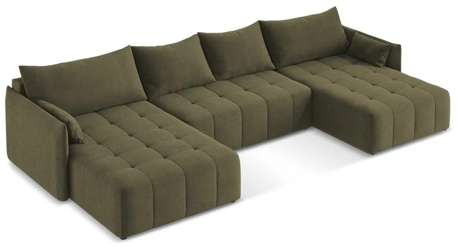 Разтегателен ъглов диван с място за съхранение в цвят каки (U форма) Moku – Makamii