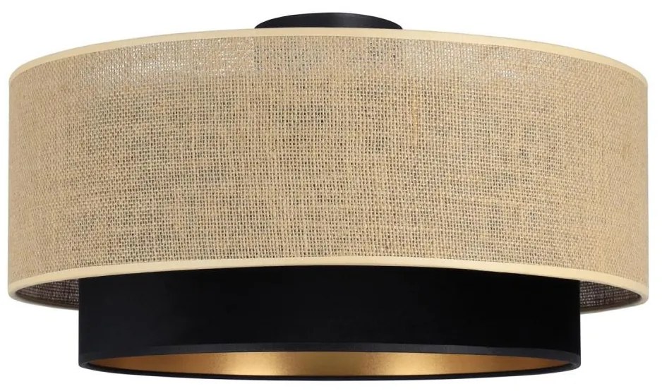 Плафон SARTA 1xE27/60W/230V Ø 45 см черен/джут