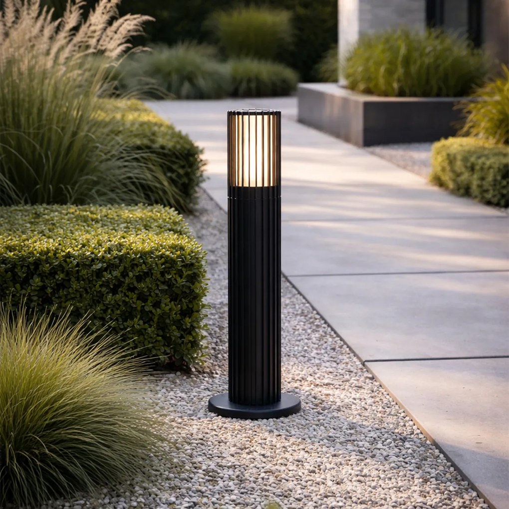 Дизайнерски външен кол за осветление черен 50 см IP44 - Boris