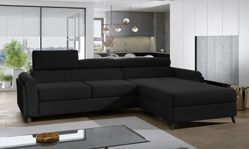 Ъглов диван Marietta-Black-Right