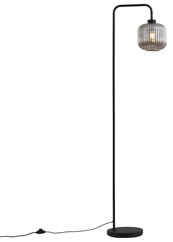 Интелигентна подова лампа черна с димно стъкло, включваща WiFi A60 - Ana