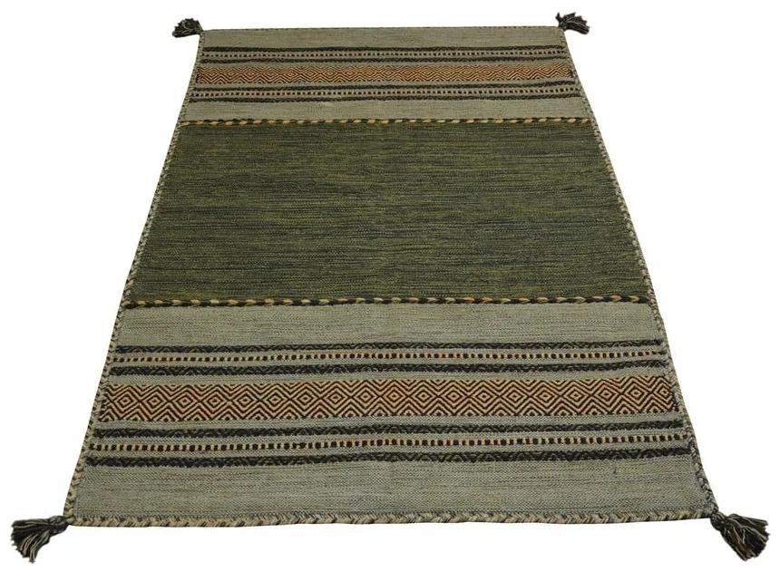 Зелено-кафяв памучен килим , 70 x 140 cm Antique Kilim - Webtappeti