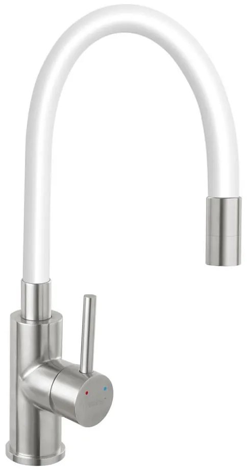 FERRO - Кран за мивка с гъвкаво рамо неръждаем/бял