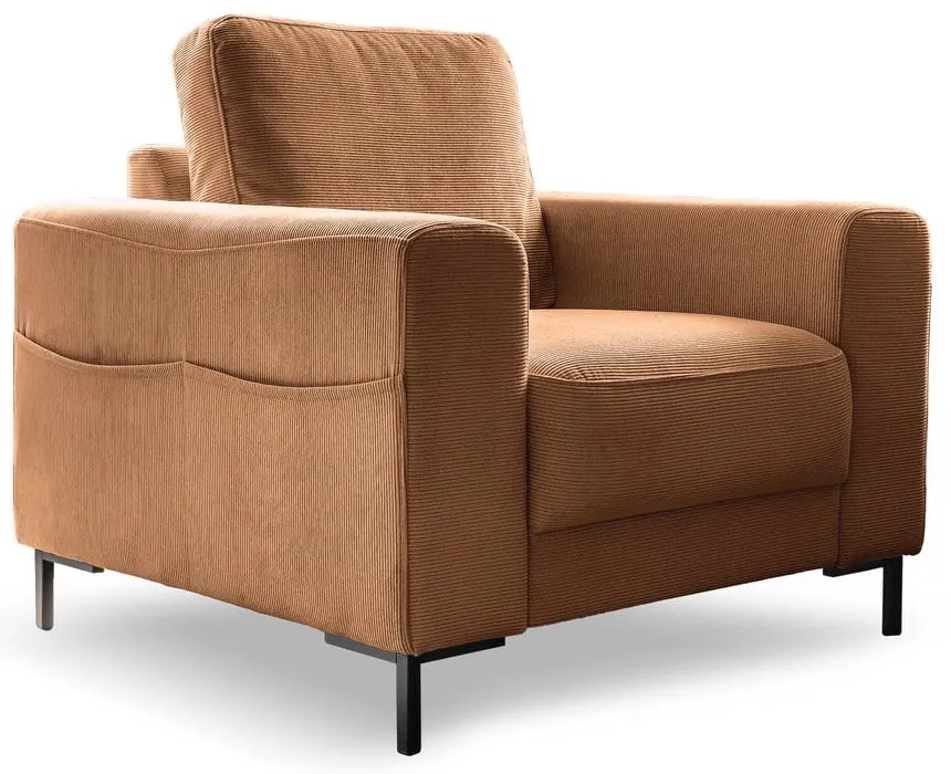 Оранжево/кафяво кресло от рипсено кадифе Lofty Lilly – Miuform
