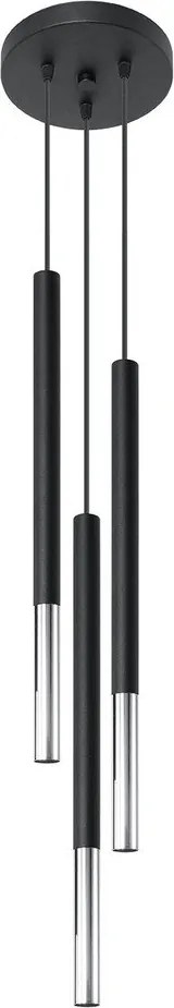 Черно/сребристo метално висящо осветително тяло ø 20 cm Asarot – Sollux