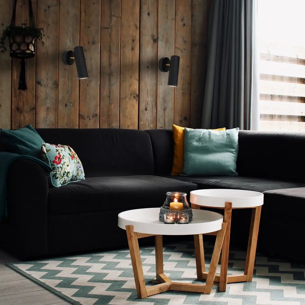 Черна стенна лампа, височина 17 cm Milan - SULION