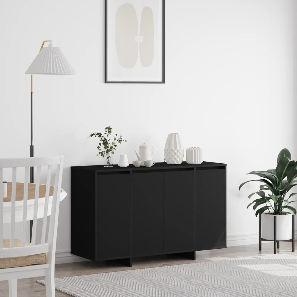 Sonata H Черно шкафче Черно Инженерна дървесина 120 x 41 x 75 см