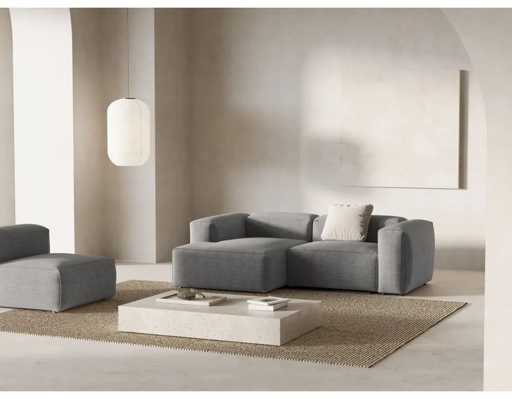 Светлосив ъглов диван от рипсено кадифе (ляв ъгъл) Bergamo – Cosmopolitan Design
